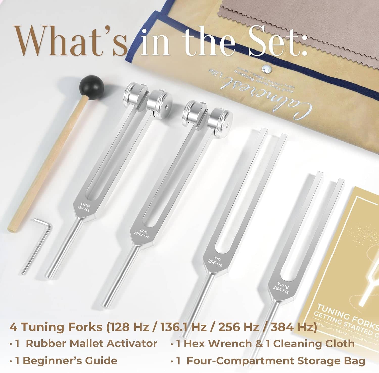 Tuning Forks Healing Set with Chakra Frequencies, Weighted & Unweighted Sound Therapy Tools - Image 2